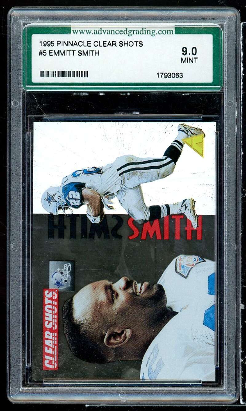 Emmmitt Smith Card 1995 Pinnacle Clear Shots #5 AGS 9 MINT Image 1