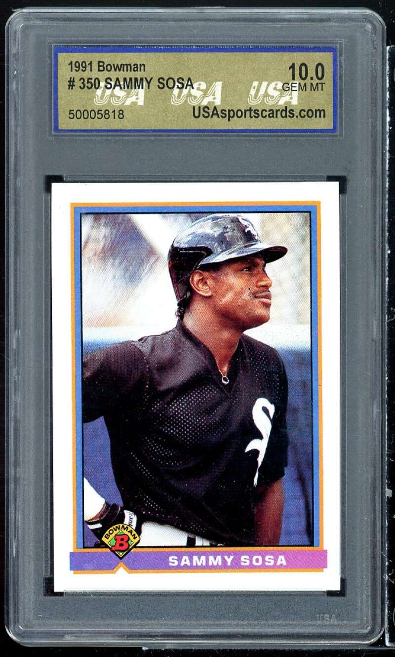 Sammy Sosa Card 1991 Bowman #350 USA 10 GEM MT Image 1