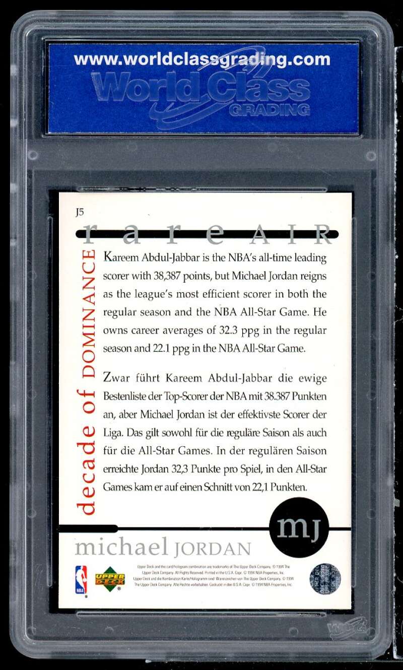 Michael Jordan 1994 Upper Deck Rare Air Decade Of Dominance #j5 WCG 10 GEM MT Image 2