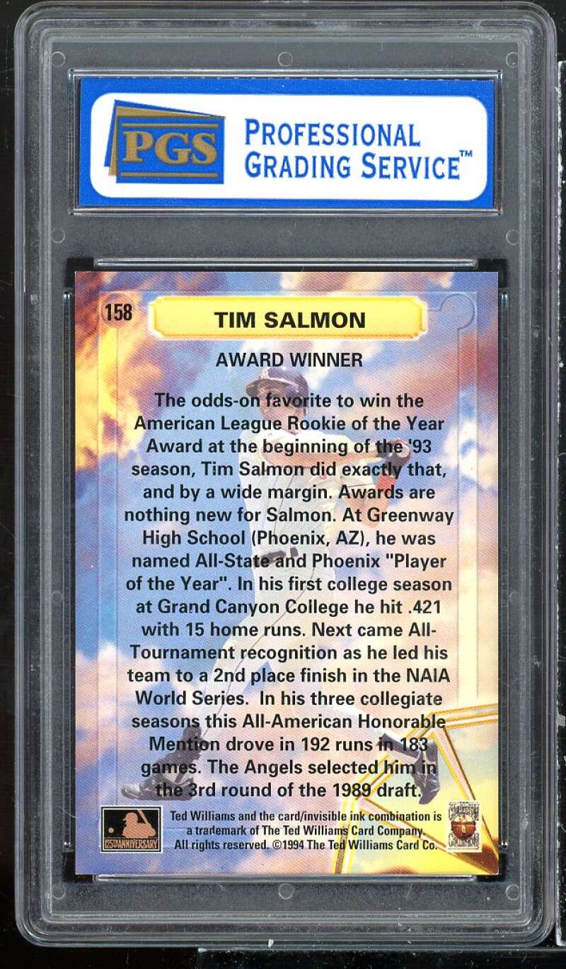 Tim Salmon Card 1994 Ted Williams Co. Dawning Of A Legacy #158 PGS 8.5 NM-MT+ Image 2