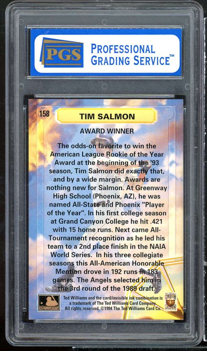 Tim Salmon Card 1994 Ted Williams Co. Dawning Of A Legacy #158 PGS 9 MINT Image 2