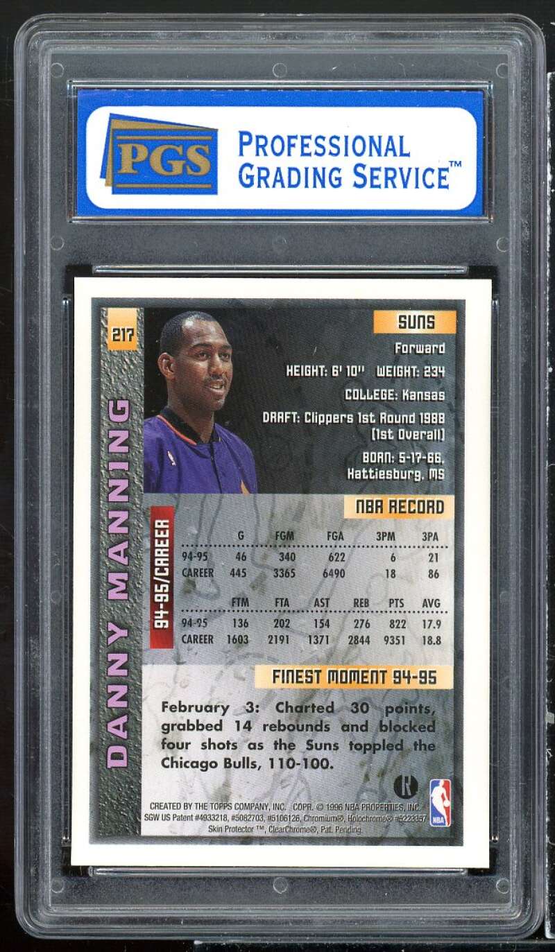 Danny Manning Card 1995-96 Topps Finest Refractor #217 PGS 9 MINT Image 2