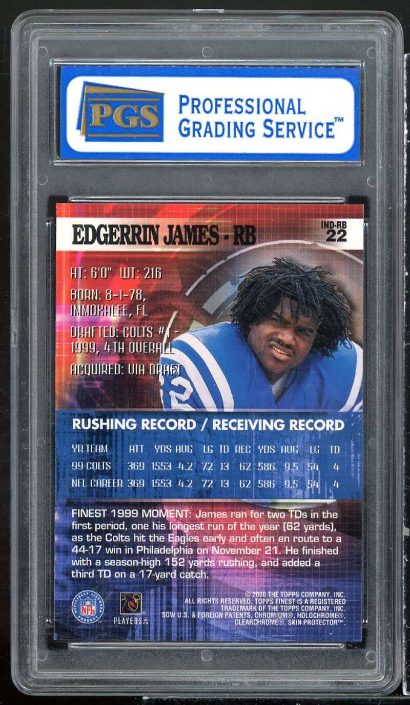 Edgerrin James Card 2000 Topps Finest #22 PGS 9 MINT Image 2