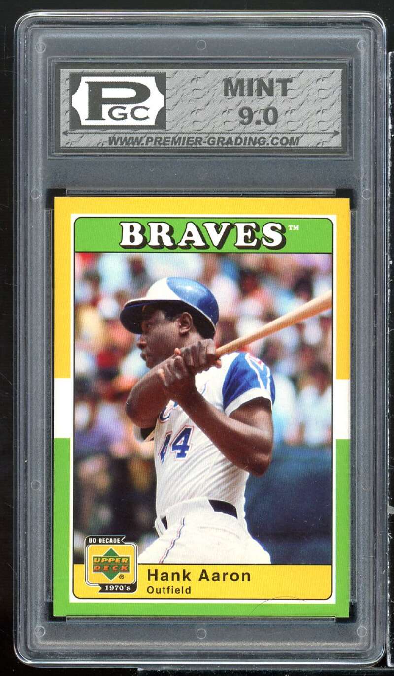 Hank Aaron Card 2001 Upper Deck Decade 1970's #46 PGC 9 MINT Image 1