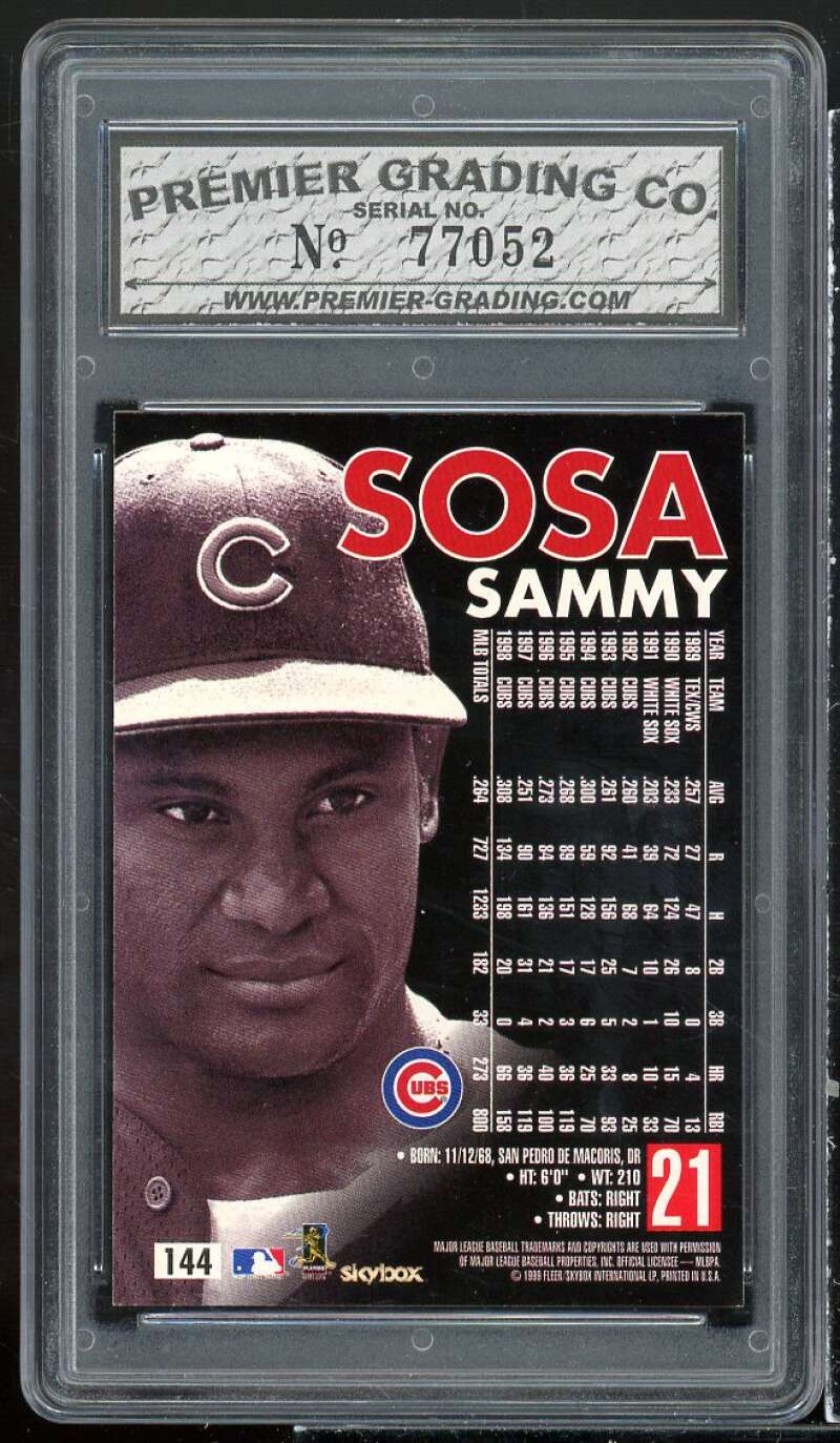 Sammy Sosa Card 1999 Skybox Premium #144 PGC 9 MINT Image 2