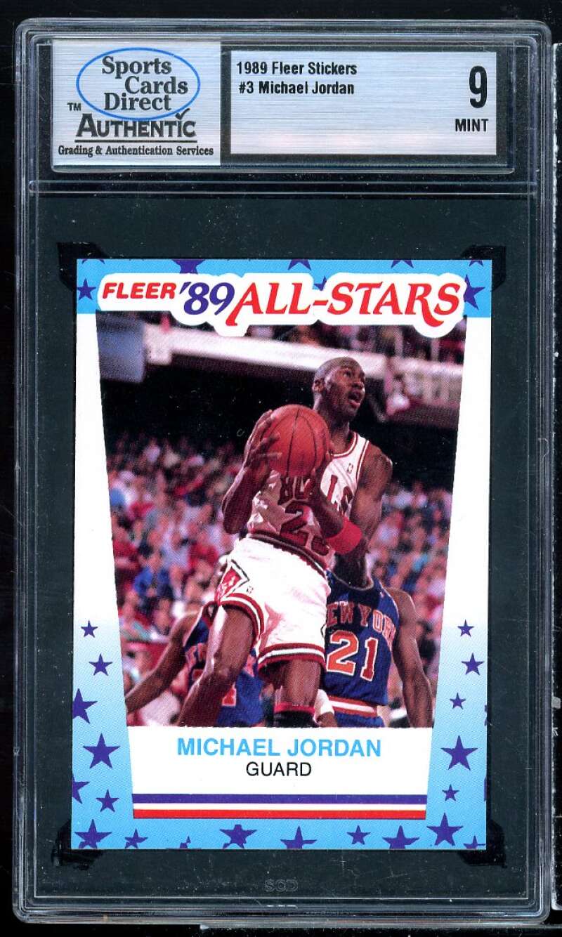 Michael Jordan Card 1989-90 Fleer Stickers #3 SCD 9 MINT Image 1