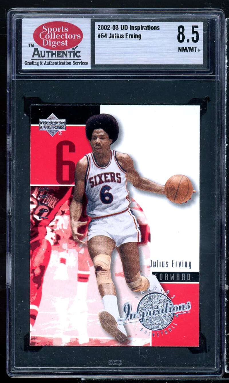 Julius Erving Card 2002-03 UD Inspirations #64 SCD 8.5 NM-MT+ Image 1