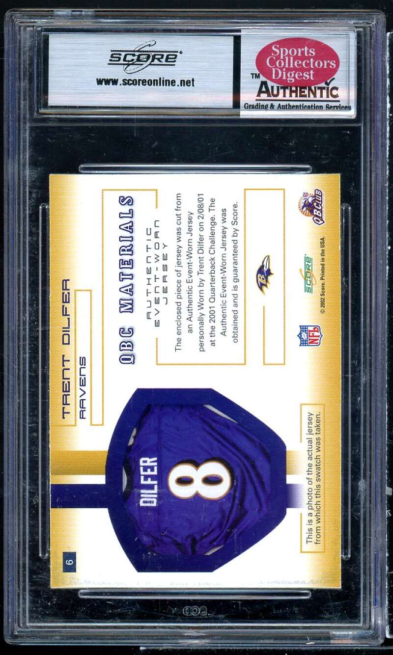 Trent Green Card 2002 Score QBC Materials Untouched #6 SCD AUTHENTIC Image 2