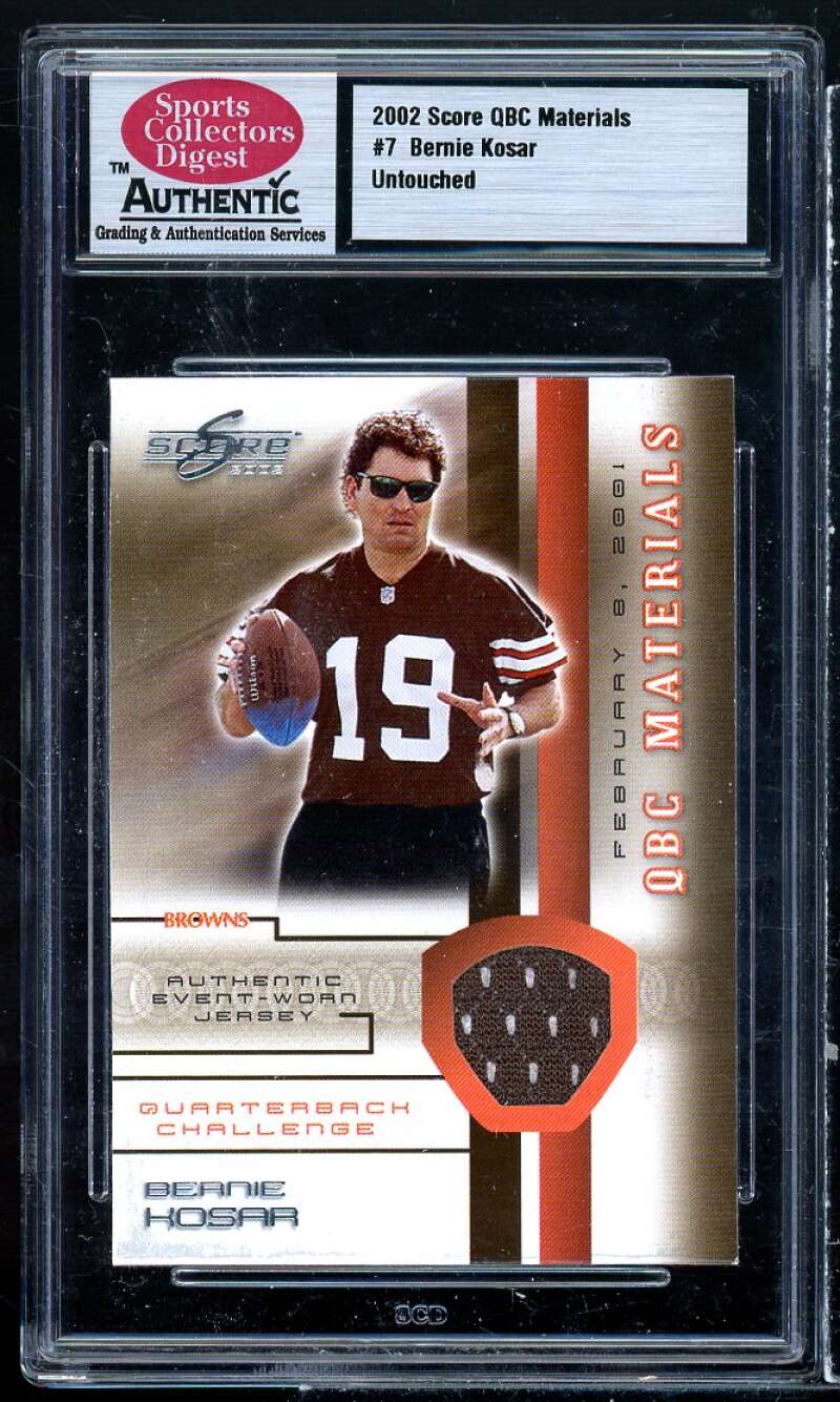 Bernie Kosar Card 2002 Score QBC Materials Untouched #7 SCD AUTHENTIC Image 1