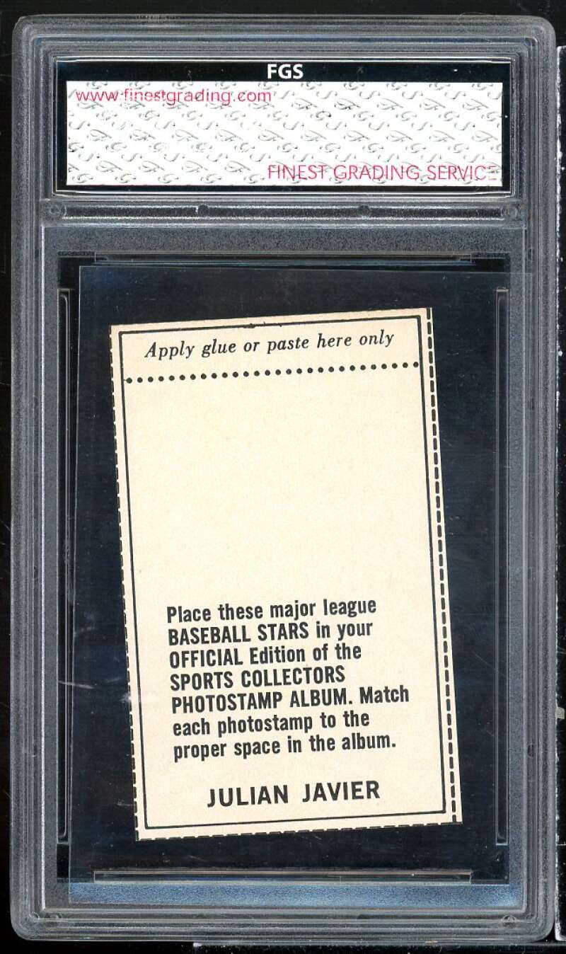 Julian Javier Card 1969 MLB Photostamp #192 FGS 10 GEM MT Image 2