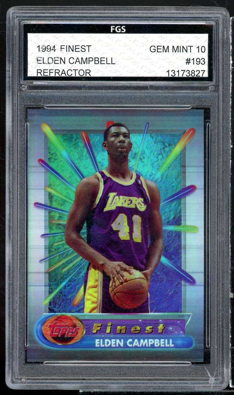 Elden Campbell Card 1994-95 Finest Refractor #193 FGS 10 GEM MT Image 1