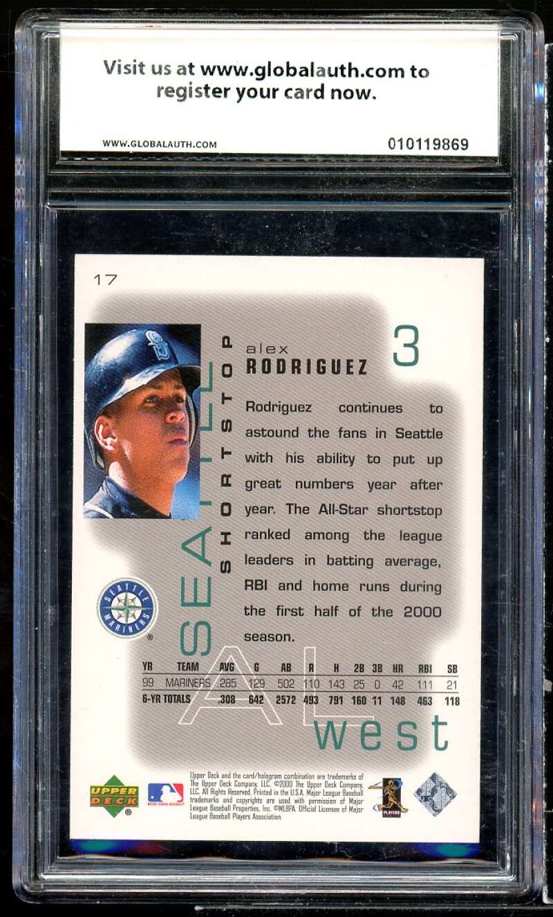 Alex Rodriguez Card 2000 UD Pros n Prospects #17 GAI 9 MINT Image 2