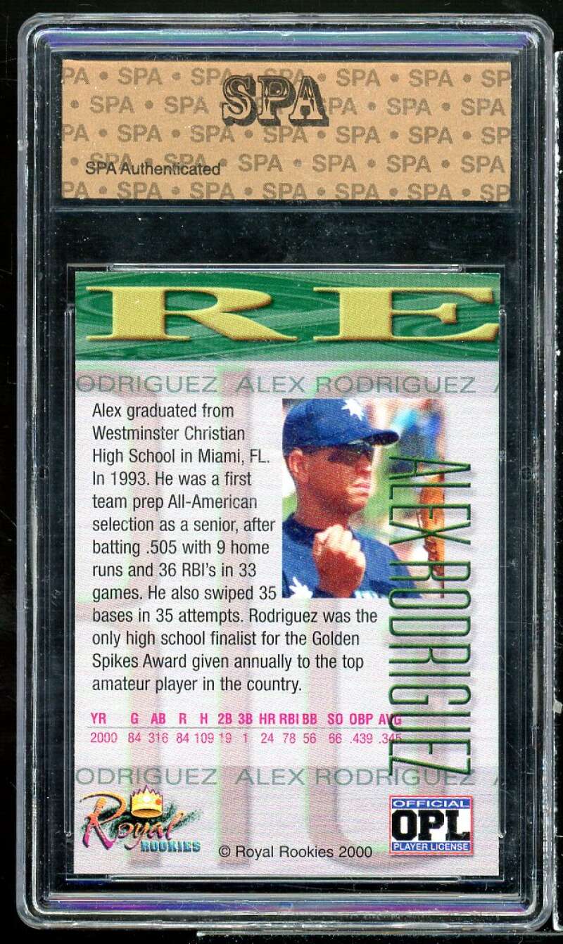 Alex Rodriguez Card 2000 Royal Rookies #nno SPA 10 GEM MT Image 2