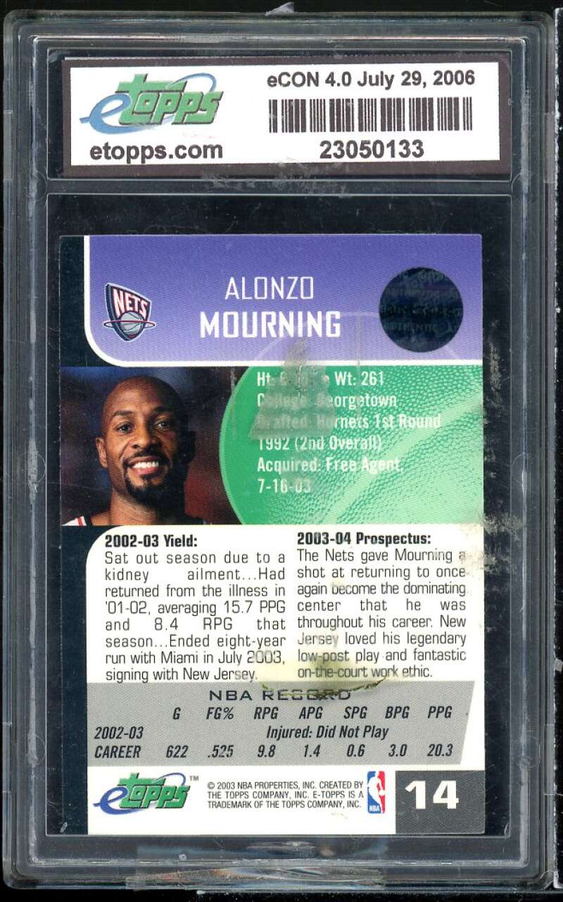 Alonzo Mourning Card 2003 E-Topps E-Convention 4 #14 Image 2