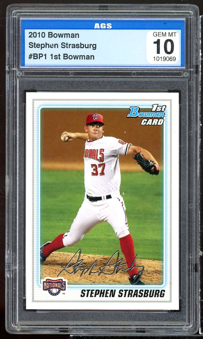 Stephen Strasburg Rookie Card 2010 Bowman #bp1 AGS 10 GEM MT Image 1