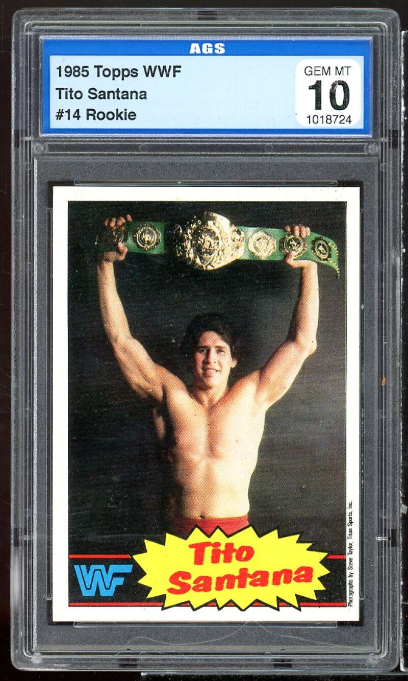 Tito Santana Wrestling Rookie Card 1985 Topps WWF #14 AGS 10 GEM MT Image 1