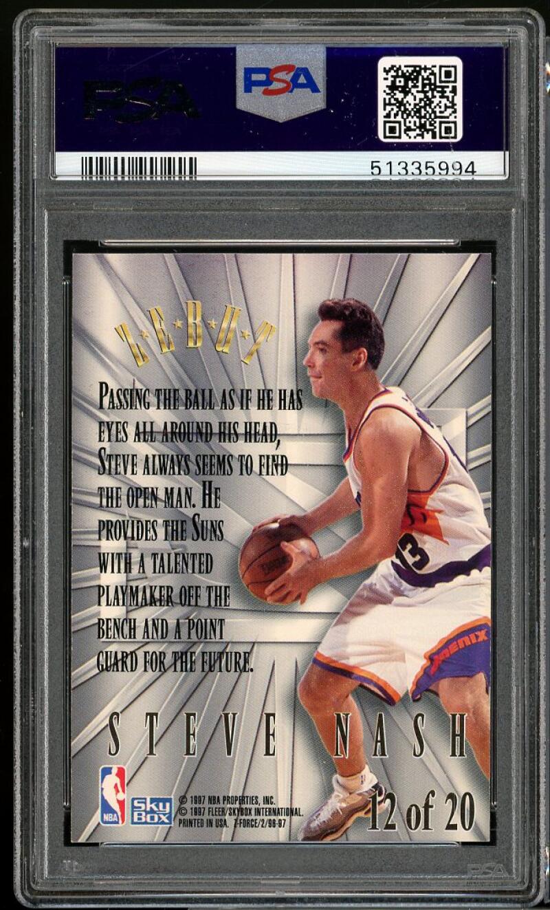 Steve Nash Rookie Card 1996-97 Z-Force Zebut #12 PSA 9 Image 2