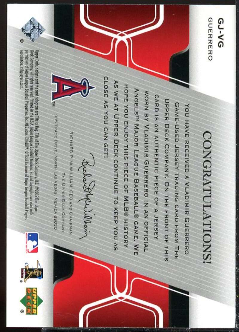 Vladimir Guerrero Card 2005 Upper Deck Game Jersey #VG  Image 2