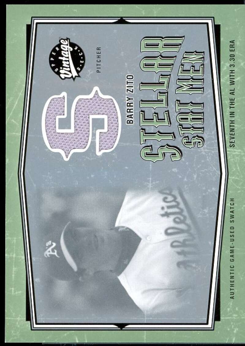Barry Zito Card 2004 Upper Deck Vintage Stellar Stat Men Jerseys #19  Image 1