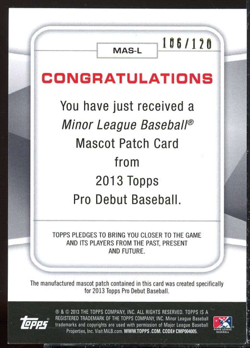 Looie Card 2013 Topps Pro Debut Mascots #L  Image 2