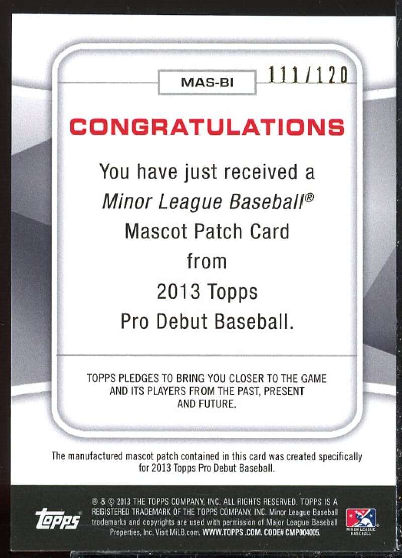 Bingo Card 2013 Topps Pro Debut Mascots #BI  Image 2