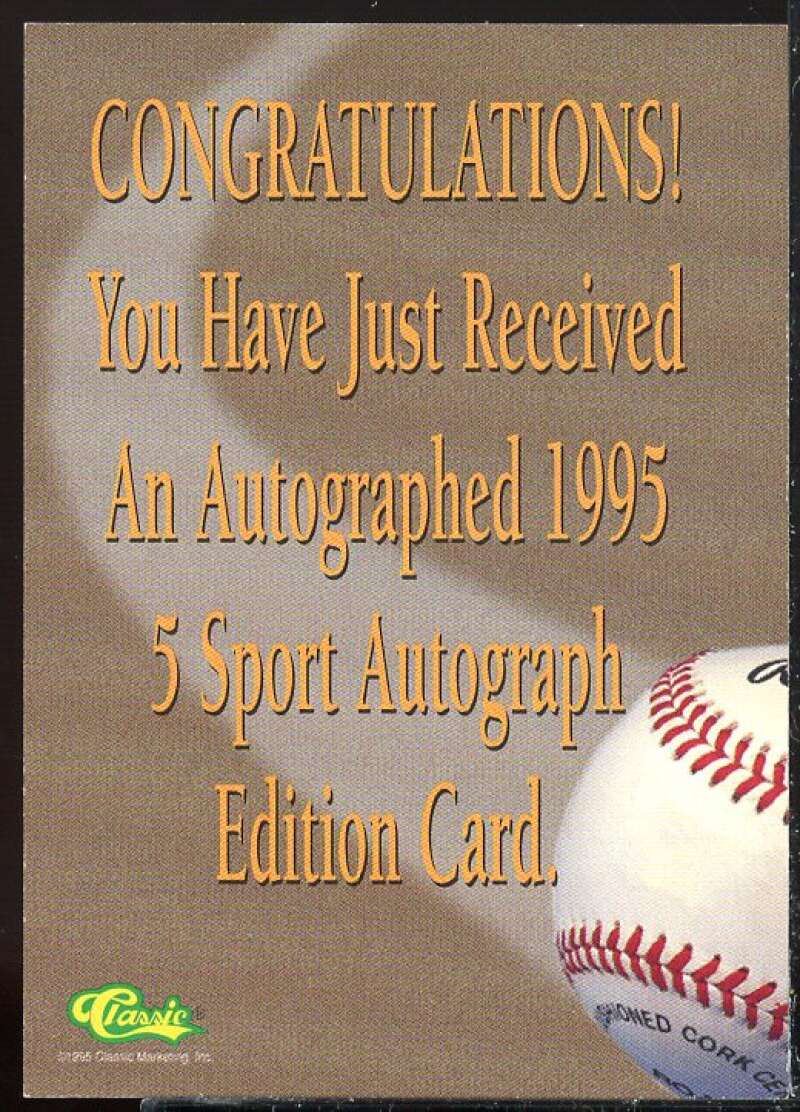 Calvin Reese Card 1995 Classic Five Sport Autographs #98  Image 2