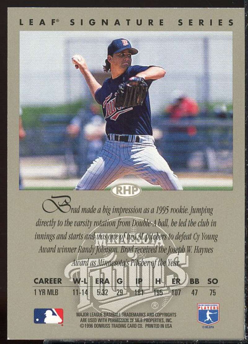 Brad Radke Card 1996 Leaf Signature Autographs #188  Image 2