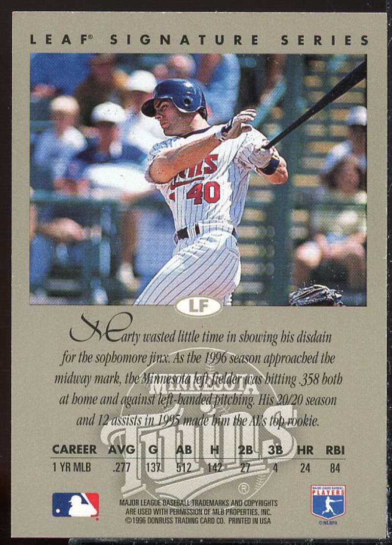 Marty Cordova Card 1996 Leaf Signature Autographs Silver #50  Image 2