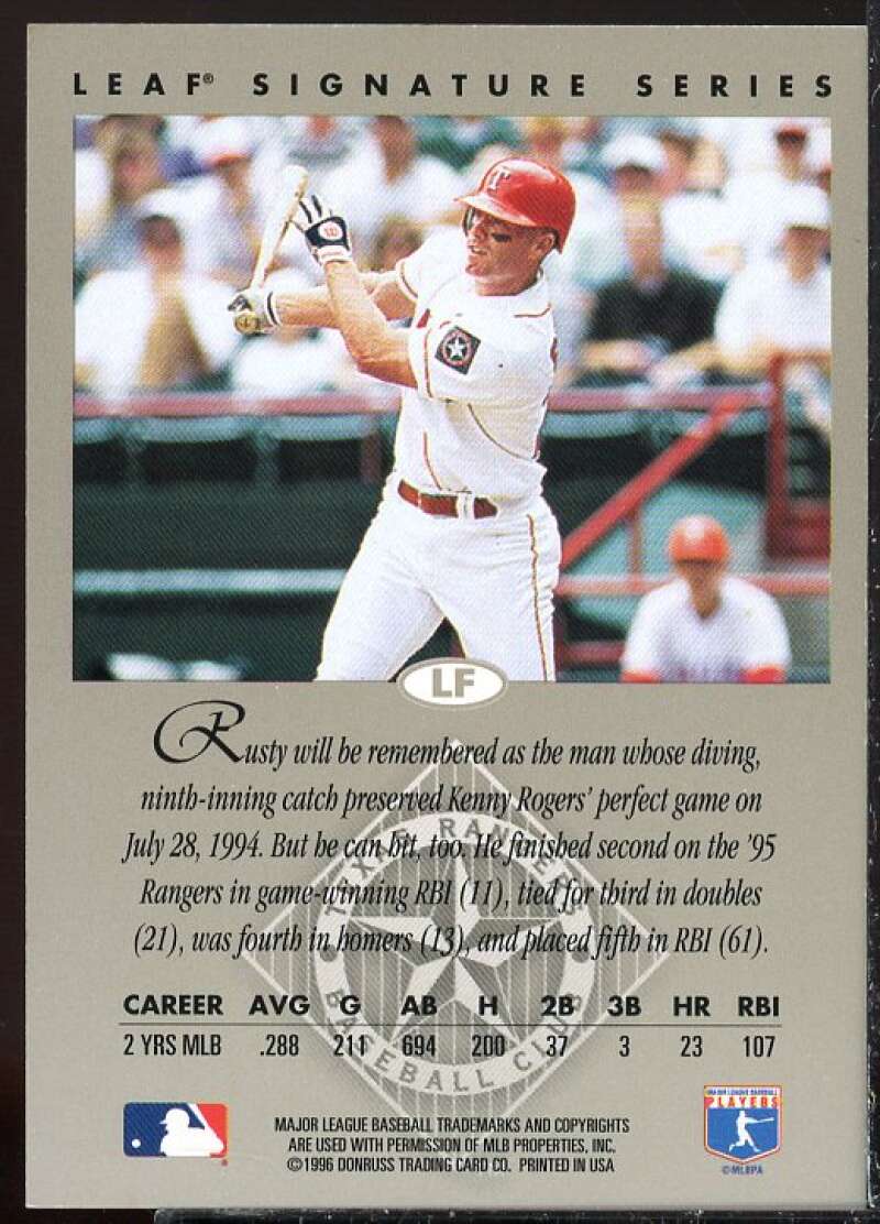 Rusty Greer Card 1996 Leaf Signature Autographs #85  Image 2