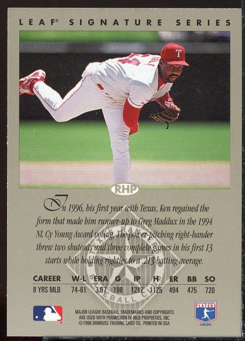 Ken Hill Card 1996 Leaf Signature Autographs #103  Image 2