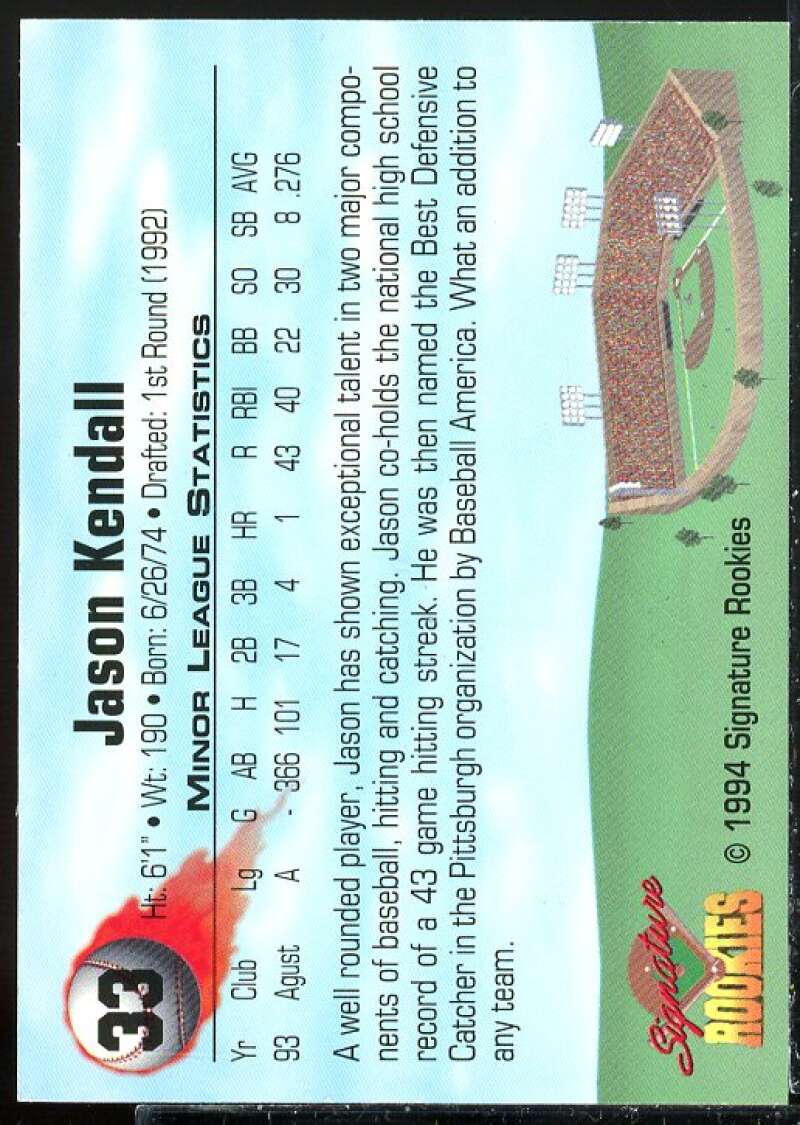 Jason Kendall Card 1994 Signature Rookies Signatures #33  Image 2