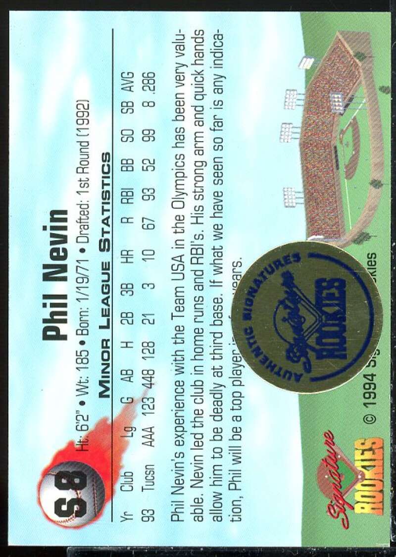 Phil Nevin Card 1994 Signature Rookies Hottest Prospects Signatures #S8  Image 2