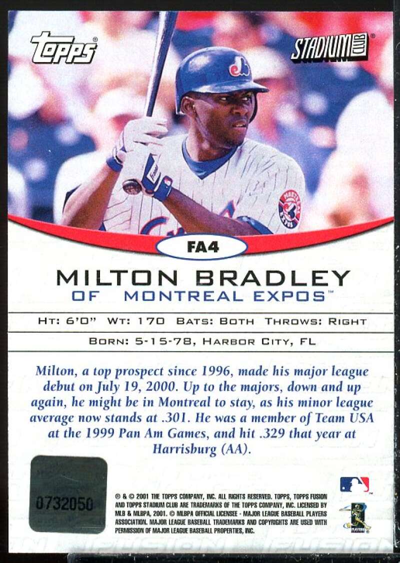 Milton Bradley Card 2001 Topps Fusion Autographs #FA4  Image 2