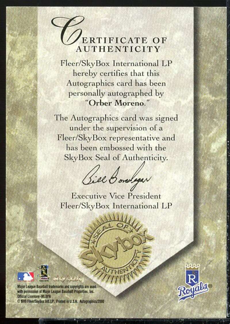 Orber Moreno Card 2000 SkyBox Autographics #92  Image 2
