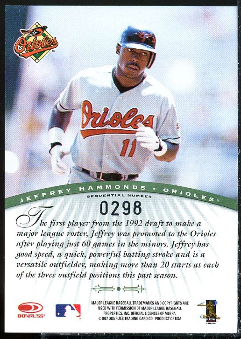 Jeffrey Hammonds Card 1997 Donruss Signature Autographs Millennium #59  Image 2