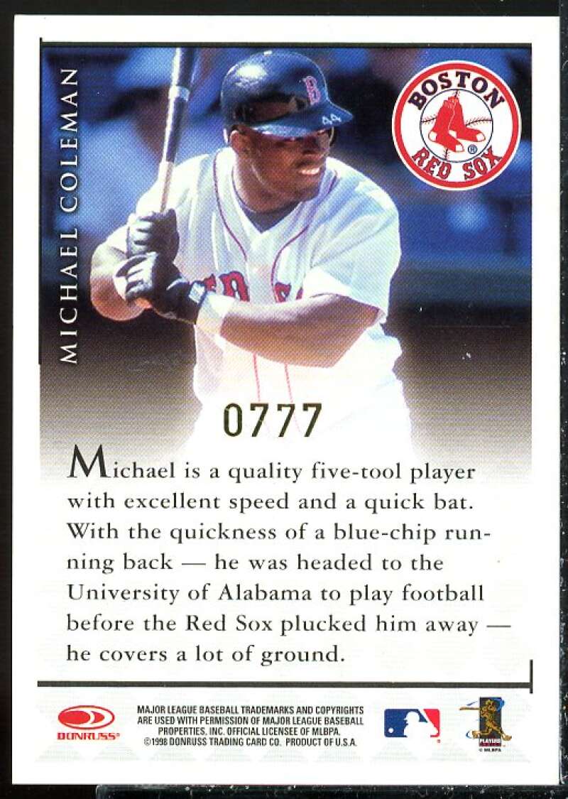 Michael Coleman Card 1998 Donruss Signature Autographs Millennium #29  Image 2