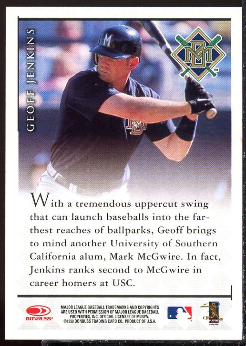 Geoff Jenkins Card 1998 Donruss Signature Autographs #48  Image 2