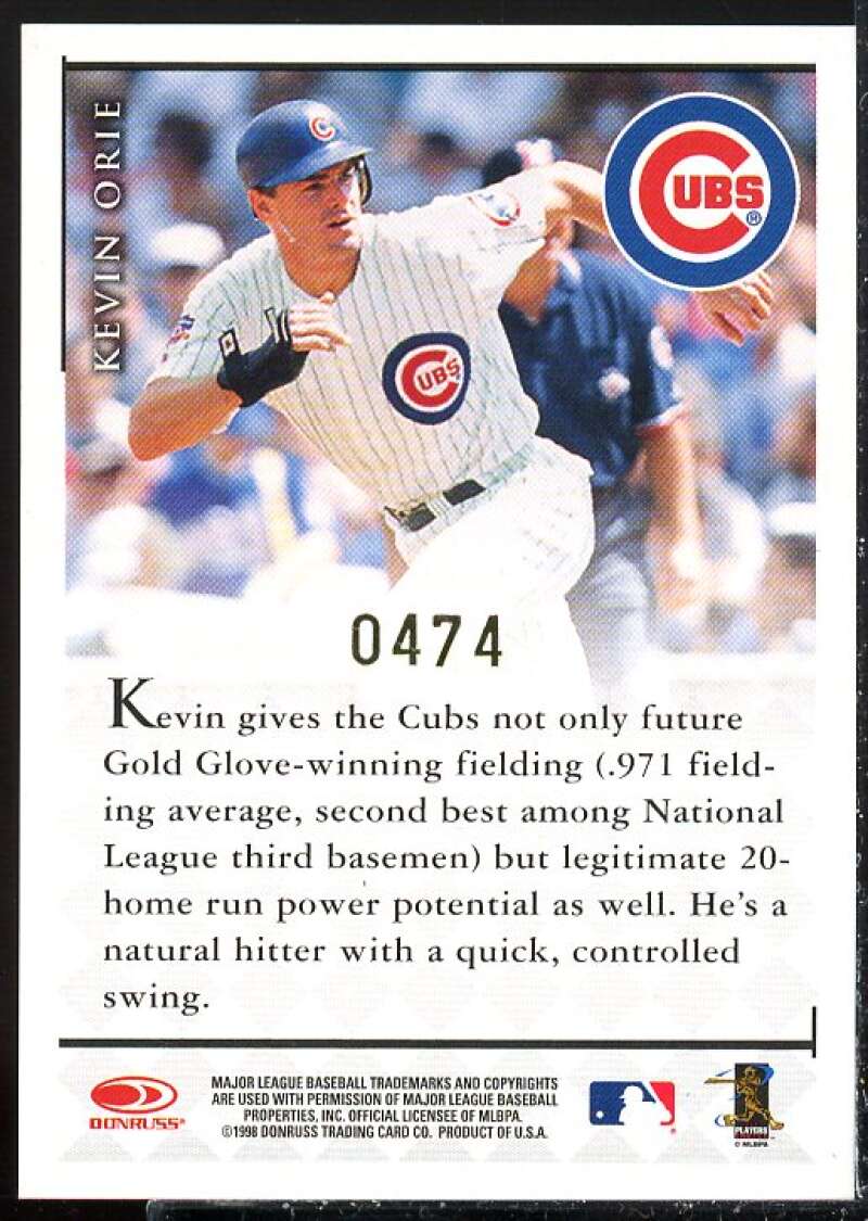 Kevin Orie Card 1998 Donruss Signature Autographs Millennium #87  Image 2