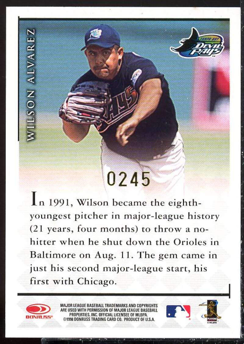 Wilson Alvarez Card 1998 Donruss Signature Autographs Millennium #5  Image 2