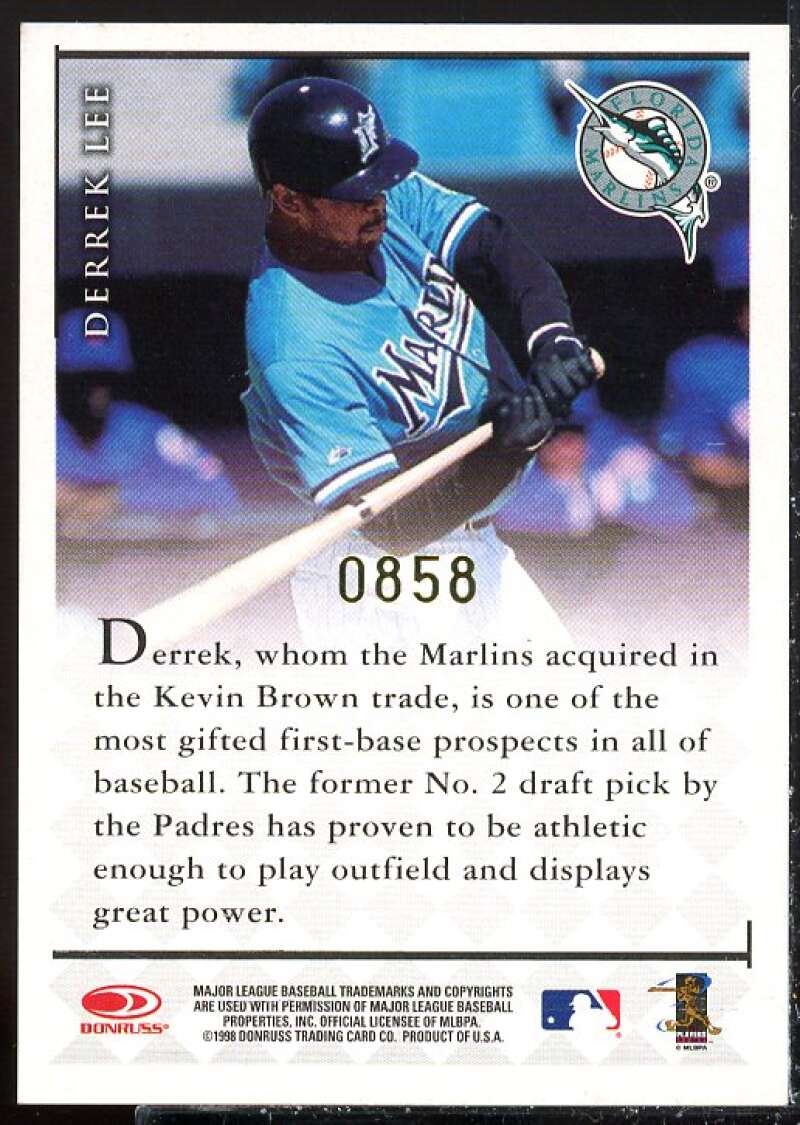 Derrek Lee Card 1998 Donruss Signature Autographs Millennium #72  Image 2