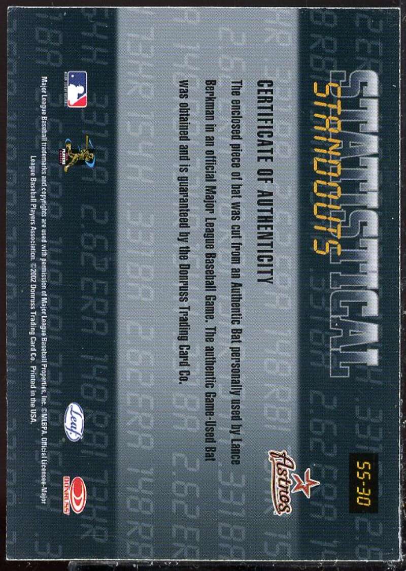 Lance Berkman 2002 Leaf Rookies and Stars Statistical Standouts Materials #30  Image 2