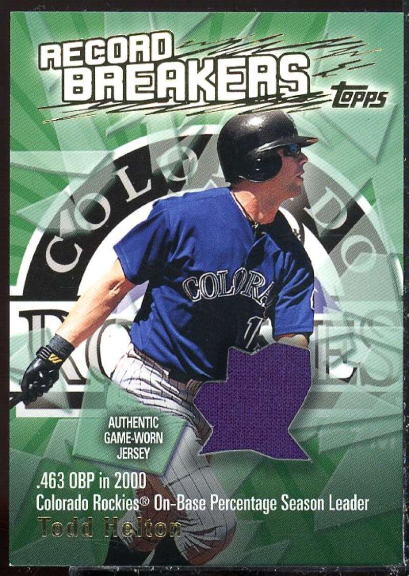 Todd Helton Card 2003 Topps Record Breakers Relics #TH2  Image 1