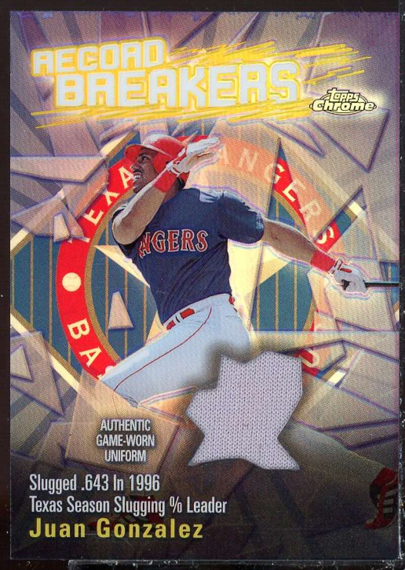 Juan Gonzalez Card 2003 Topps Chrome Record Breakers Relics #JG  Image 1