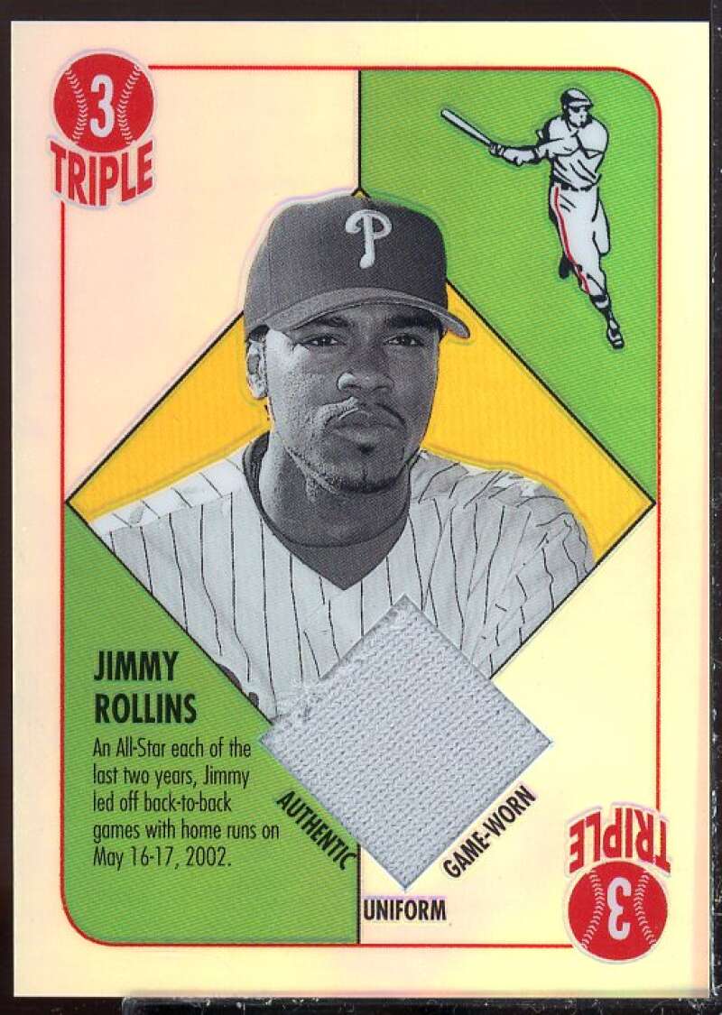 Jimmy Rollins Card 2003 Topps Chrome Blue Backs Relics #JR  Image 1