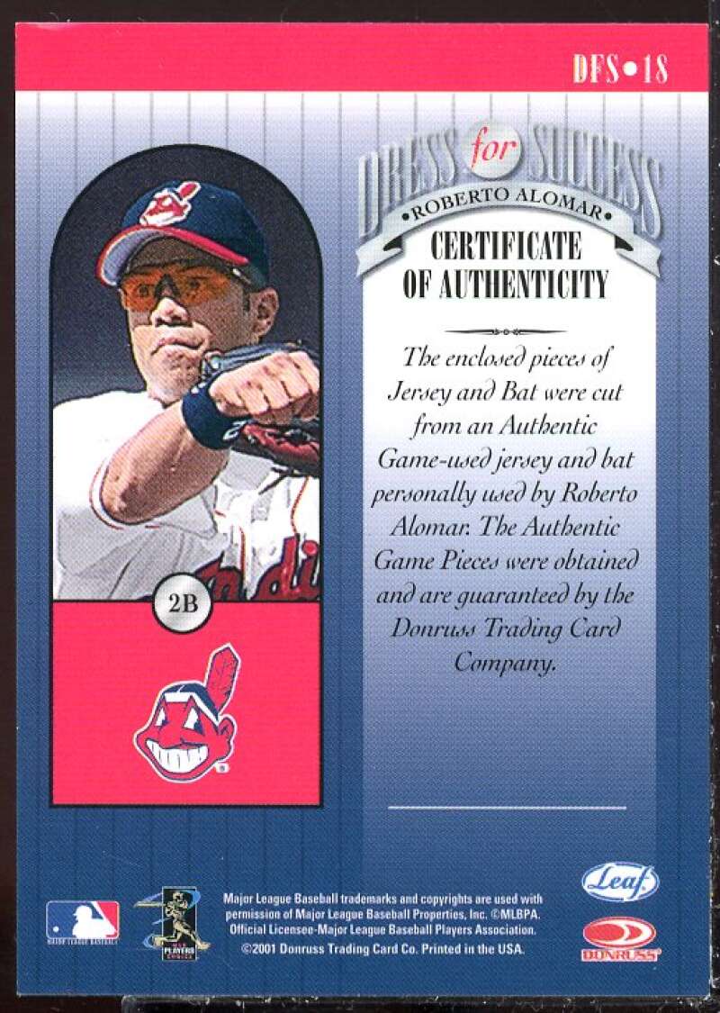 Roberto Alomar Card 2001 Leaf Rookies and Stars Dress for Success #DFS18  Image 2