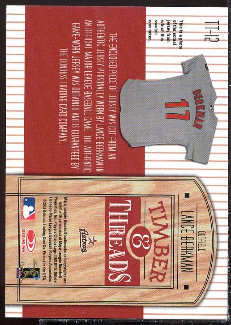 Lance Berkman Card 2004 Donruss Timber and Threads #12  Image 2
