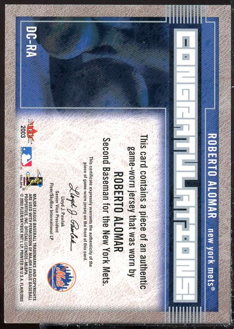 Roberto Alomar Card 2003 Flair Diamond Cuts Jersey #RA  Image 2