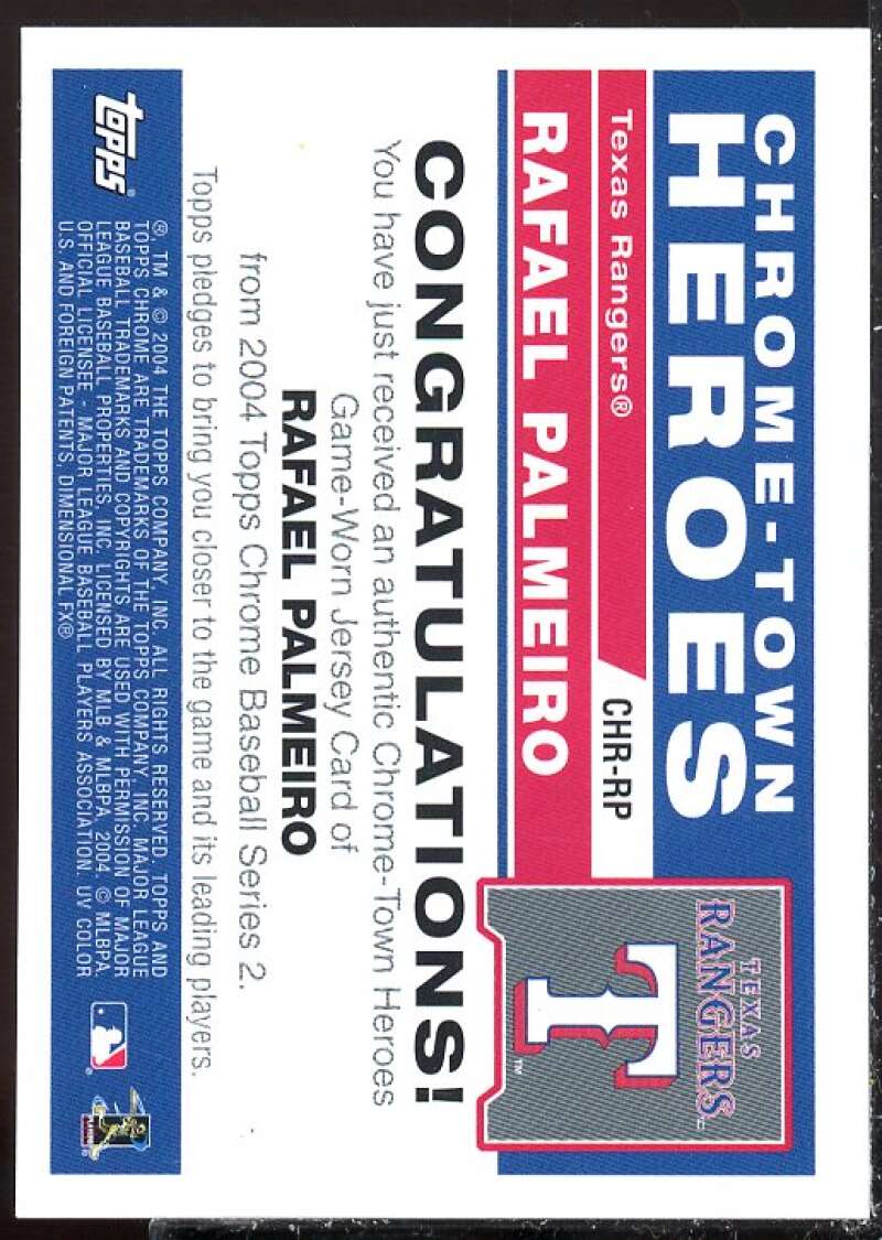 Rafael Palmeiro Card 2004 Topps Chrome Town Heroes Relics #RP  Image 2