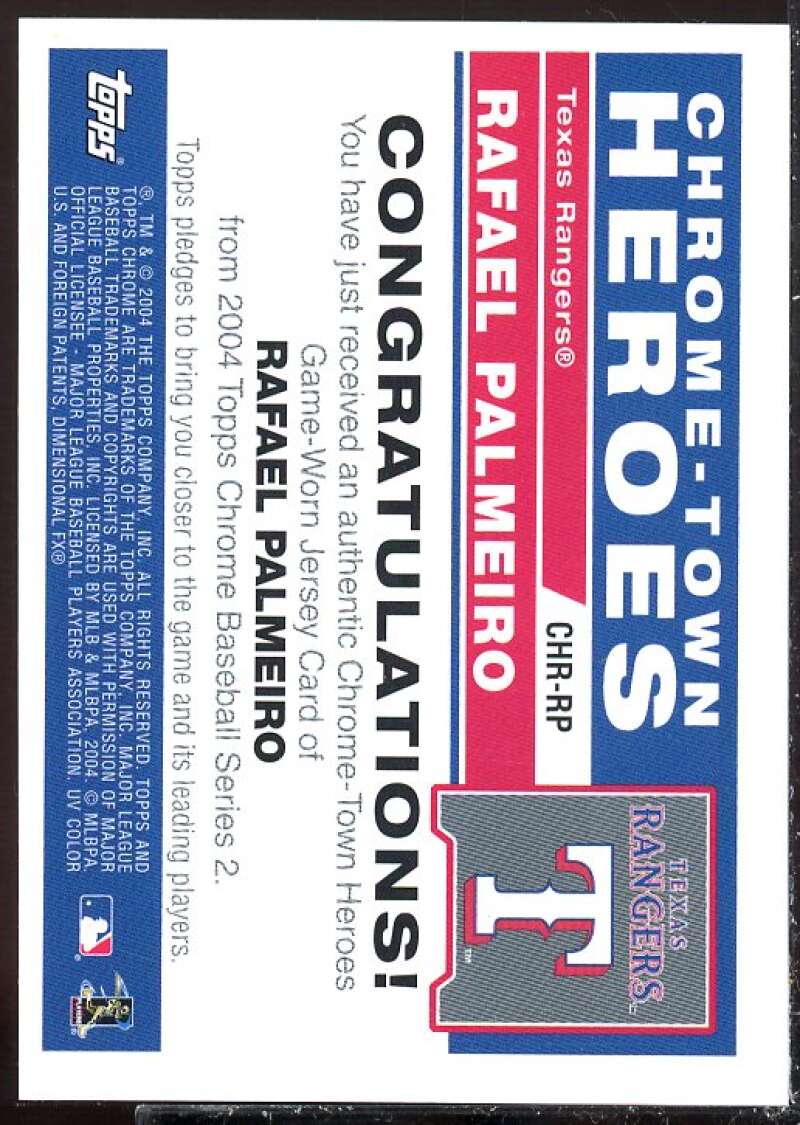 Rafael Palmeiro Card 2004 Topps Chrome Town Heroes Relics #RP  Image 2