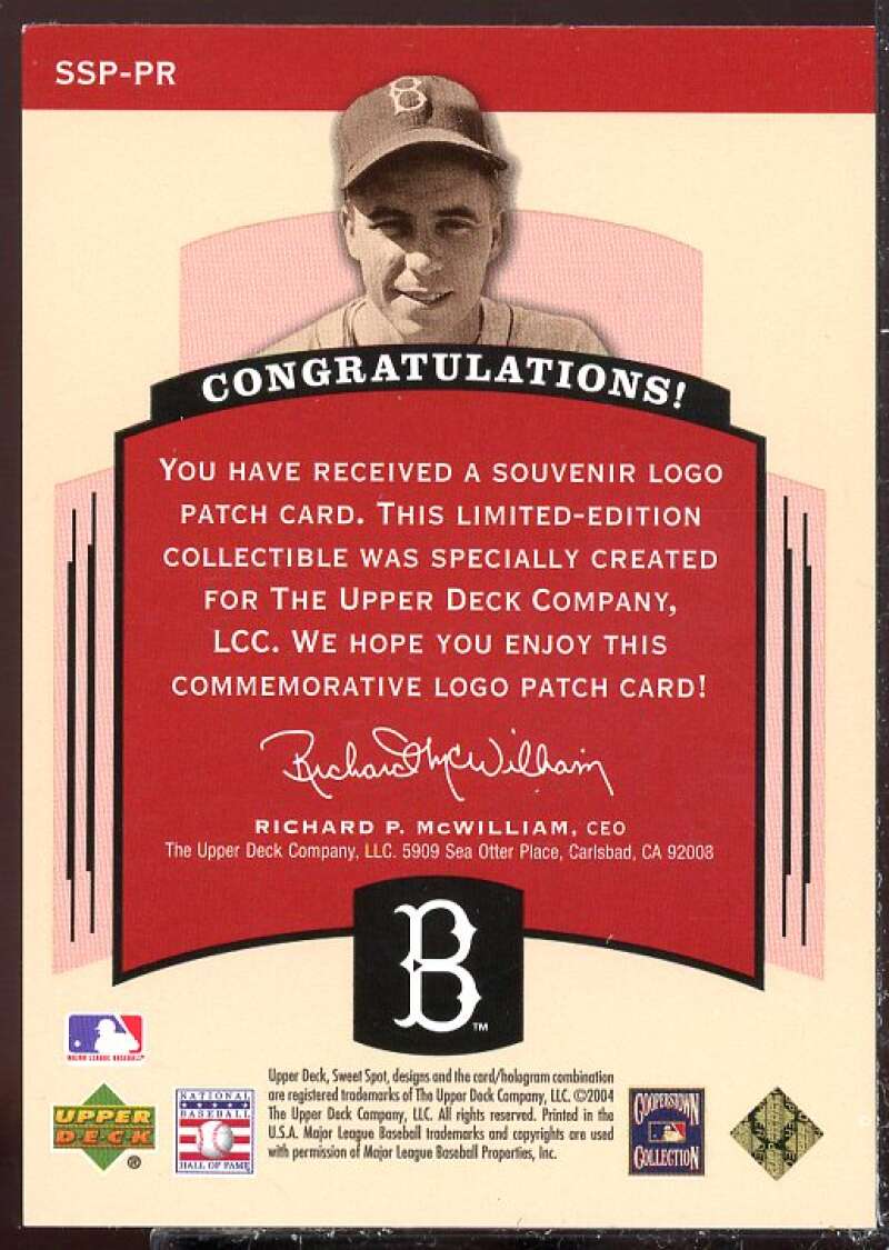 Pee Wee Reese 42 AS Card 2004 Sweet Spot Classic Patch 230 #SSPPR  Image 2